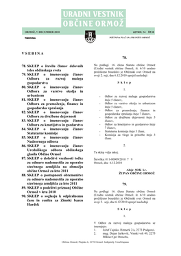 V S E B I N a 78. SKLEP O Številu Članov Delovnih Teles Občinskega