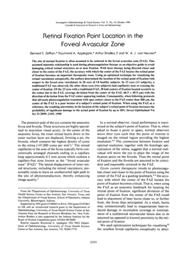 Retinal Fixation Point Location in the Foveal Avascular Zone