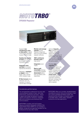 Motorola MOTOTRBO DR3000 Digital Repeater Specifications