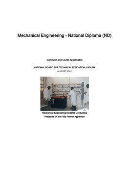 Mechanical Engineering - National Diploma (ND)