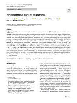 Prevalence of Sexual Dysfunction in Pregnancy