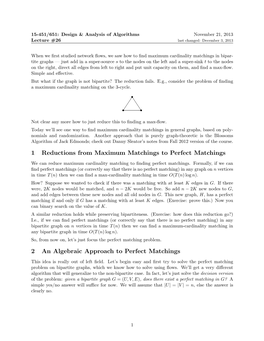 1 Reductions from Maximum Matchings to Perfect Matchings 2