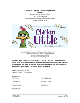 Chicken Little Study Guide Summer 2021