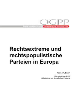 Rechtsextreme Und Rechtspopulistische Parteien in Europa