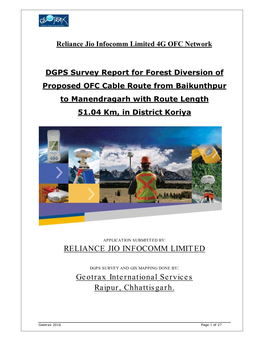 RELIANCE JIO INFOCOMM LIMITED Geotrax International Services Raipur, Chhattisgarh