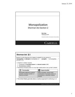 Monopolization Sherman Act Section 2