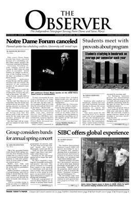 Notre Dame Forum Canceled Students Meet with SIBC Offers Global