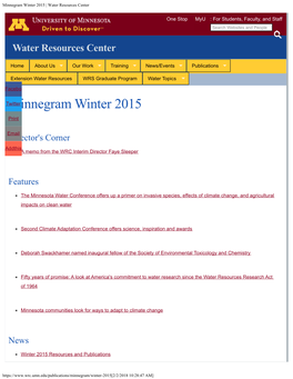 Minnegram Winter 2015 | Water Resources Center