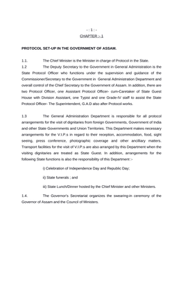 Chapter :- 1 Protocol Set-Up in the Government of Assam