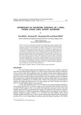 Optimization of Volumetric Efficiency of a Small Wankel Engine Using Genetic Algorithm