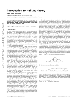 Introduction to Τ-Tilting Theory