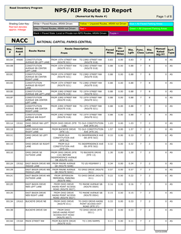 NPS/RIP Route ID Report NACC