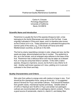 Persimmon Postharvest Quality Maintenance Guidelines Carlos H