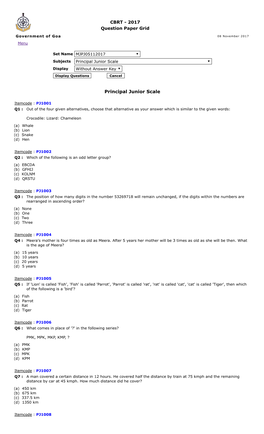 Junior Scale Display Without Answer Key Display Questions Cancel