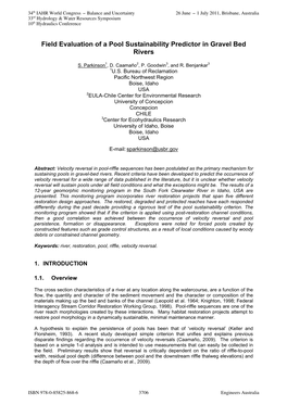 Field Evaluation of a Pool Sustainability Predictor in Gravel Bed Rivers