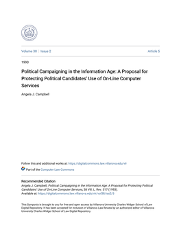 A Proposal for Protecting Political Candidates' Use of On-Line Computer Services