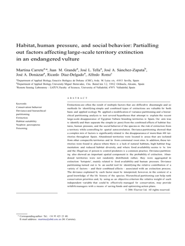 Partialling out Factors Affecting Large-Scale Territory Extinction in an Endangered Vulture