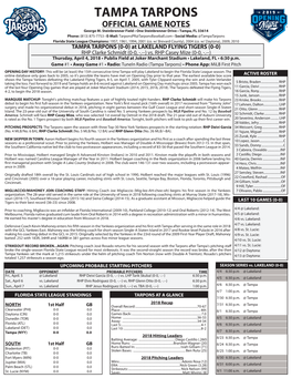 TAMPA TARPONS OFFICIAL GAME NOTES George M