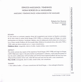 ESPACIOS MASCULINOS / FEMENINOS: NORAH BORGES EN LA VANGUARDIA MASCUUNE / Femenlne SPACES: NORAH BORGES in 7HE VANGUARD