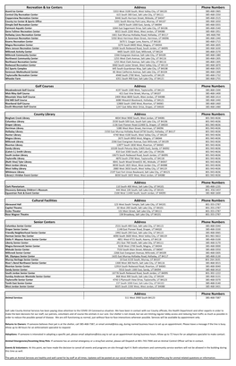 Recreation & Ice Centers Address Phone Numbers