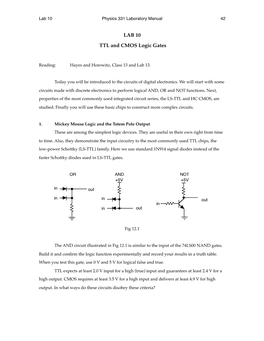 LAB 10 TTL and CMOS Logic Gates