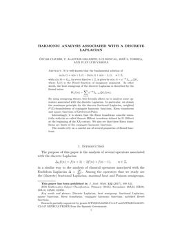 Harmonic Analysis Associated with a Discrete Laplacian