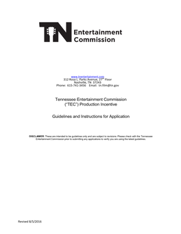 Production Incentive Guidelines and Instructions for Application