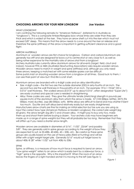 CHOOSING ARROWS for YOUR NEW LONGBOW Joe Vardon