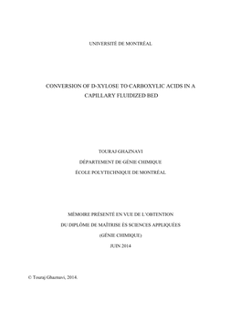 Conversion of D-Xylose to Carboxylic Acids in a Capillary Fluidized Bed