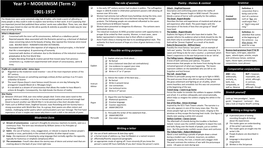 Year 9 – MODERNISM (Term 2) 1901-1957