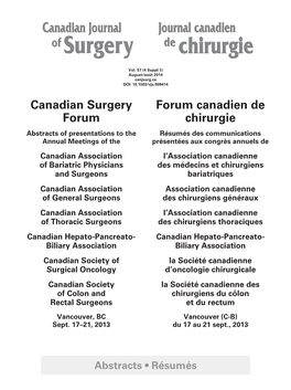 Canadian Surgery Forum 2014