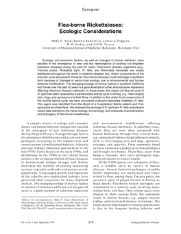 Flea-Borne Rickettsioses: Ecologic Considerations