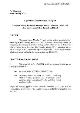 Discussion Paper for Legislative Council Panel on Transport