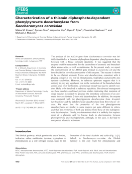 Characterization of a Thiamin Diphosphatedependent