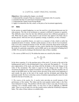 4. Capital Asset Pricing Model