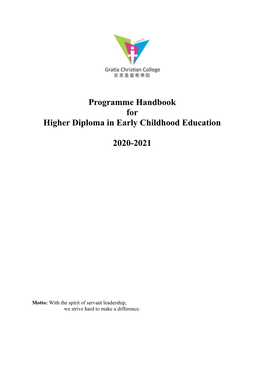 Programme Handbook for Higher Diploma in Early Childhood Education