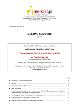 Meeting Summons 2014