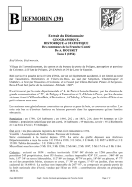 Biefmorin Et 1 Au Bois D'aval ; 54 Ménages