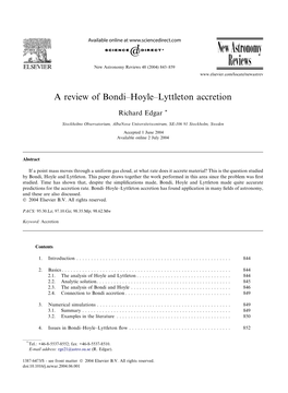 A Review of Bondi–Hoyle–Lyttleton Accretion
