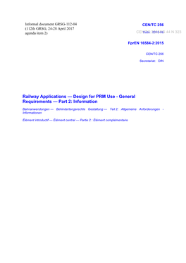 Railway Applications — Design for PRM Use - General Requirements — Part 2: Information
