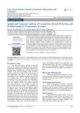 (Covid 19) in Iraq and Its Relationship to Temperature Averages