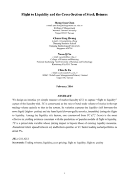 Flight to Liquidity and the Cross-Section of Stock Returns