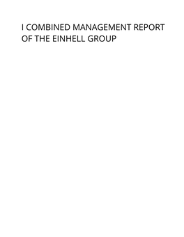 I Combined Management Report of the Einhell Group
