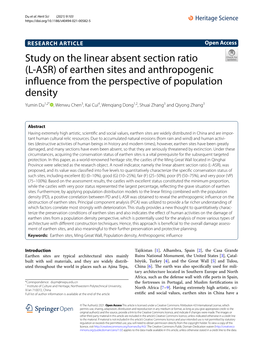 Study on the Linear Absent Section Ratio (L-ASR) of Earthen Sites And