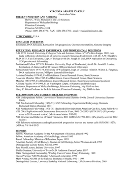 Virginia Zakian CV