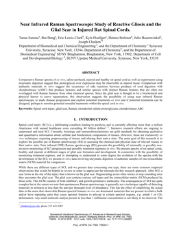 Near Infrared Raman Spectroscopic Study of Reactive Gliosis and the Glial Scar in Injured Rat Spinal Cords