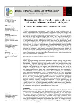 Resource Use Efficiency and Economics of Onion Cultivation In