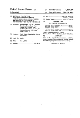 United States Patent (19) 11) Patent Number: 4,507,290 Archer Et Al