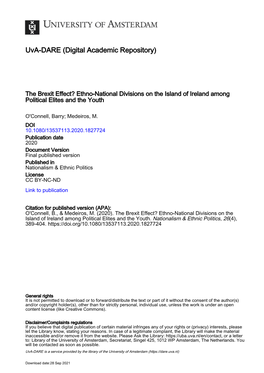 The Brexit Effect? Ethno-National Divisions on the Island of Ireland Among Political Elites and the Youth