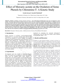 Effect of Mercuric Acetate on the Oxidation of Some Phenols by Chloramine-T: a Kinetic Study